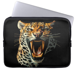 Leopard roaring attack head laptop sleeve