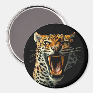 Leopard roaring attack head magnet