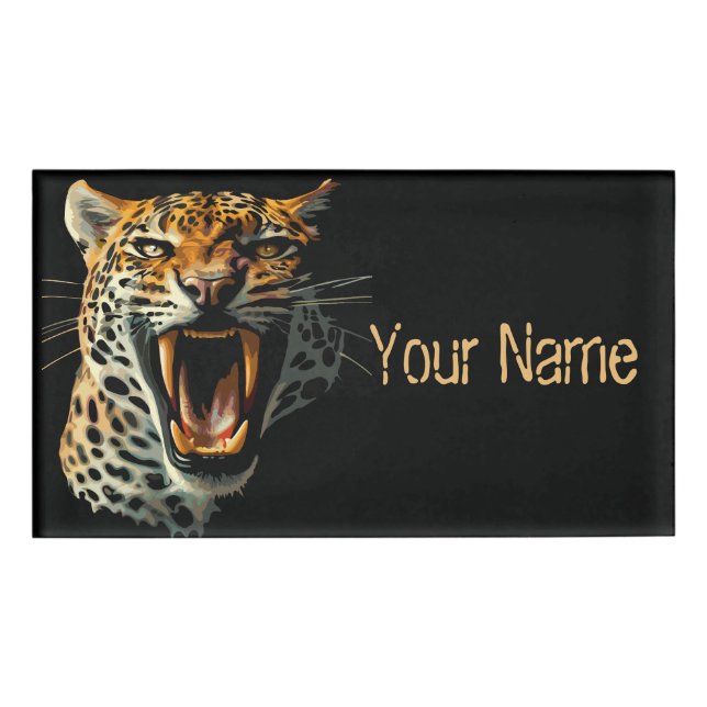 Leopard roaring attack head name tag (Front)