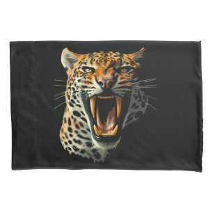 Leopard roaring attack head pillowcase