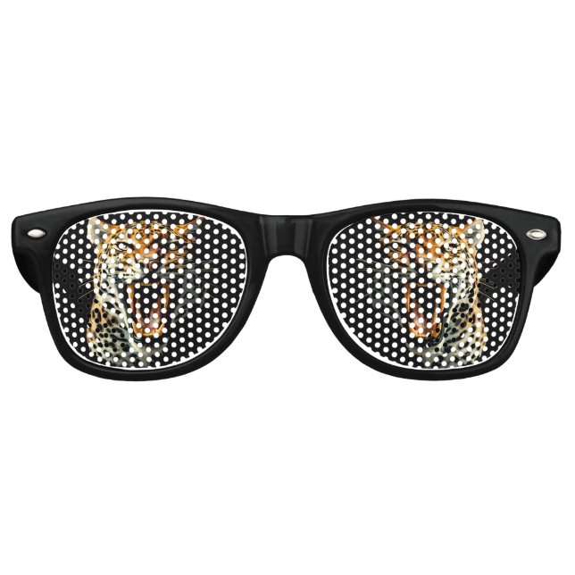 Leopard roaring attack head retro sunglasses (Front)