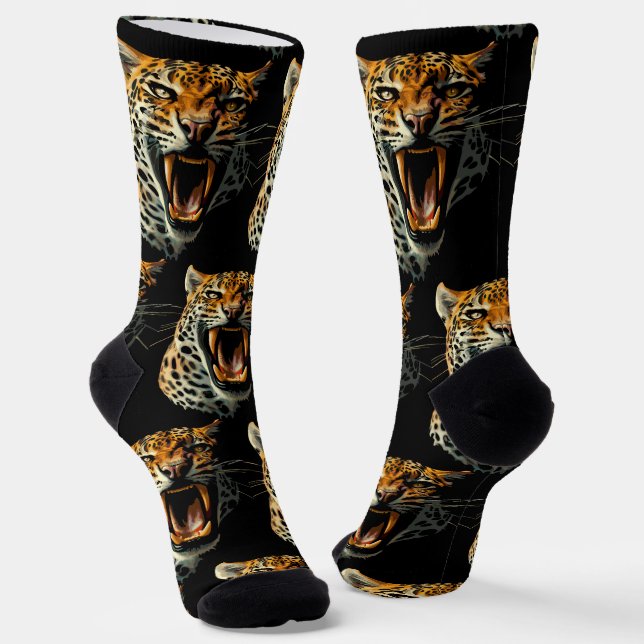 Leopard roaring attack head socks (Angled)
