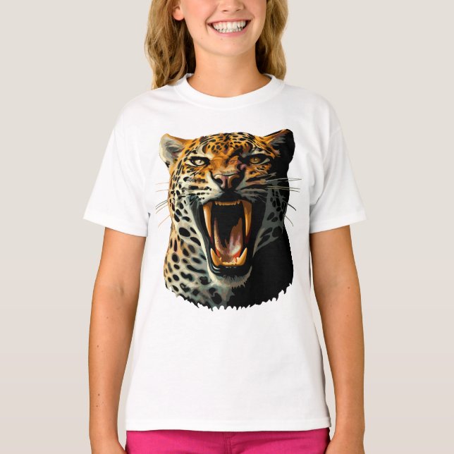 Leopard roaring attack head T-Shirt (Front)