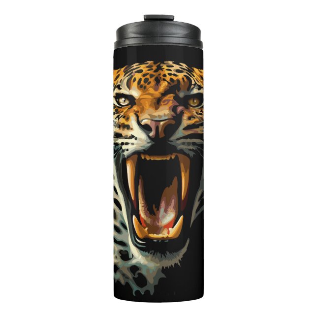 Leopard roaring attack head thermal tumbler (Front)