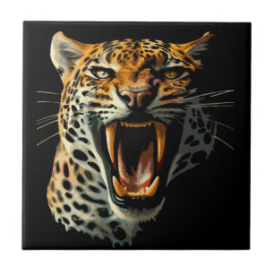 Leopard roaring attack head tile