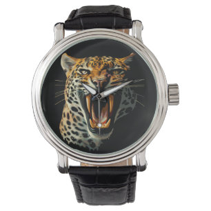 Leopard roaring attack head watch