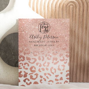 Leopard rose gold glitter logo jewellery earring business card
