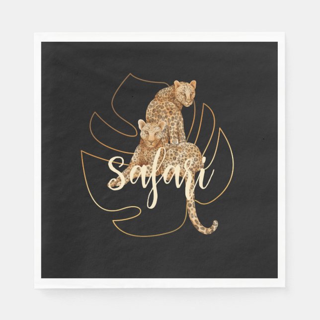 Leopard safari black  napkin (Front)