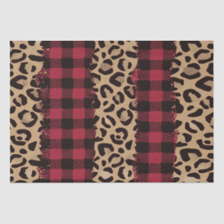 Leopard safari Buffalo Plaid Christmas  Tissue Paper