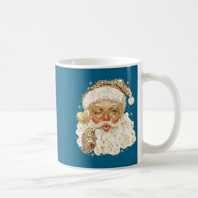 Leopard Santa Christmas Funny Gift For Women, Girl Coffee Mug (Right)