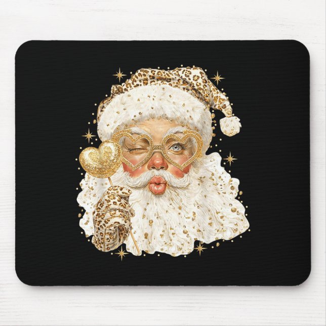 Leopard Santa Christmas Funny Gift For Women, Girl Mouse Mat (Front)