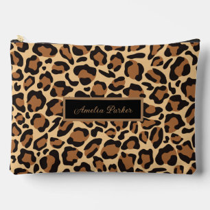 Leopard Seamless Pattern Custom Name Accessory Pouch
