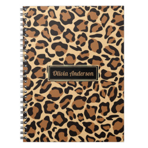 Leopard Seamless Pattern Custom Name  Notebook