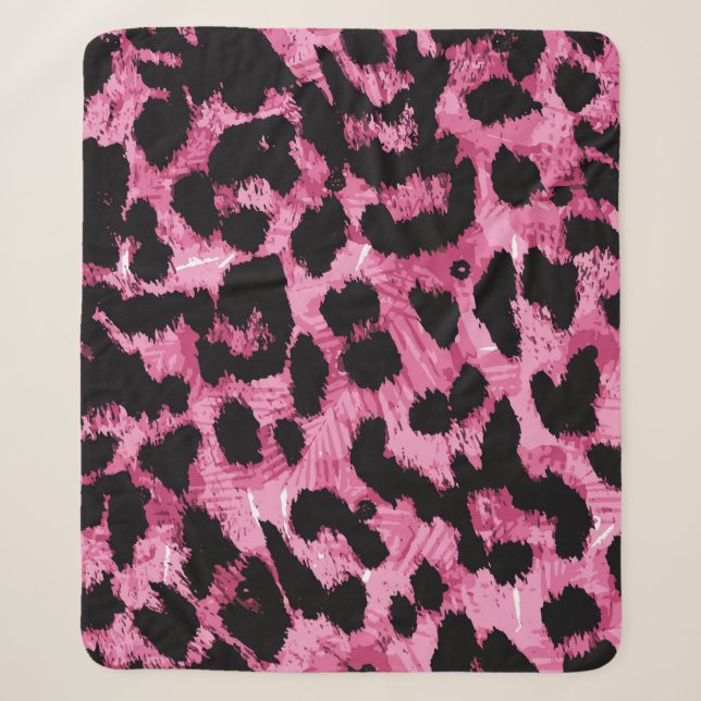 Leopard seamless pattern sherpa blanket (Front)