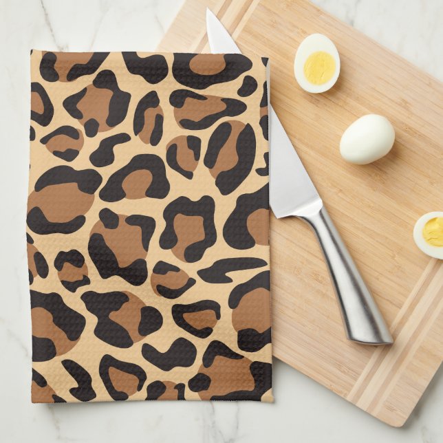 Leopard Seamless Pattern Tea Towel (Quarter Fold)