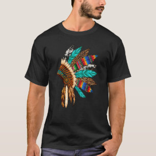 Leopard Serape Cowhide Indian Headdress T-Shirt