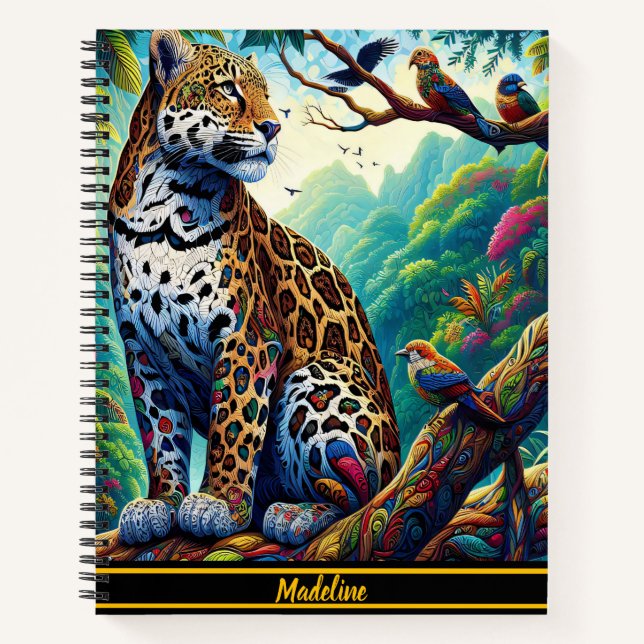 Leopard Serenity: Bold Tropical Design Notebook (Front)