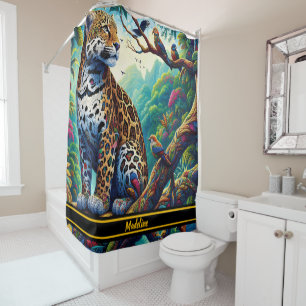 Leopard Serenity: Bold Tropical Design Shower Curtain
