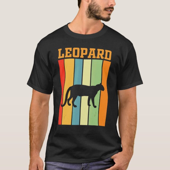 Leopard Shadow Silhouette In Retro Colours T-Shirt (Front)