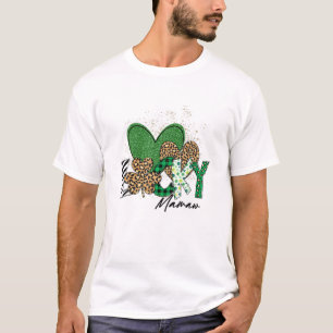Leopard Shamrock Funny Lucky Mamaw St Patricks Day T-Shirt