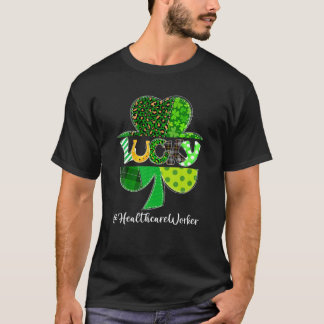 Leopard Shamrock Lucky Healthcare Worker St Patric T-Shirt