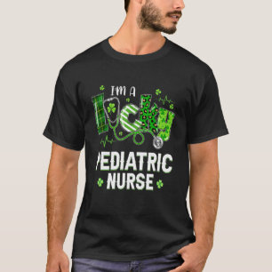 Leopard Shamrock Lucky Paediatrics Nurse St Patric T-Shirt