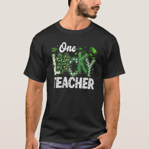 Leopard Shamrock One Lucky Teacher St. Patrick's D T-Shirt
