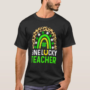 Leopard Shamrock One Lucky Teacher St Patrick's Da T-Shirt
