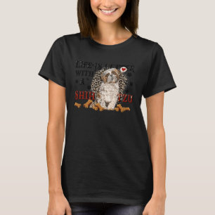 Leopard Shih Tzu Mum With Shih Tzu Mum Dad T-Shirt
