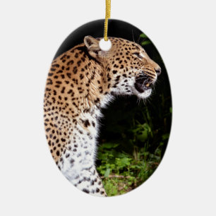 Leopard sitting ceramic tree decoration