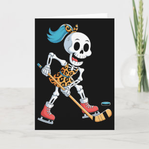 Leopard Skeleton Ice Hockey Halloween Costume Wome Card