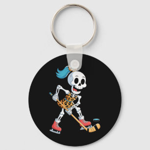 Leopard Skeleton Ice Hockey Halloween Costume Wome Key Ring