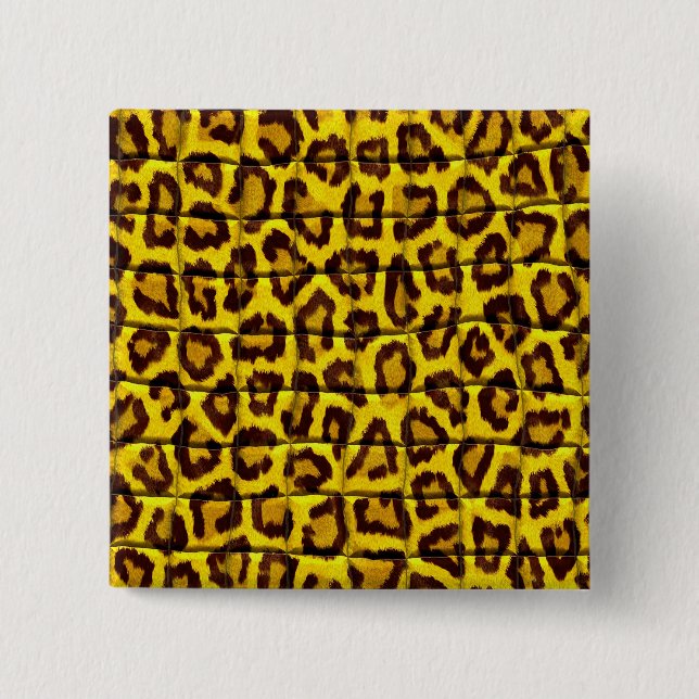 Leopard skin 15 cm square badge (Front)