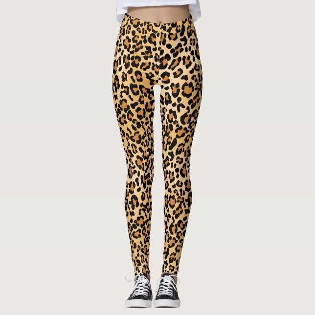 Leopard skin Animal Skin Print Leggings (Front)