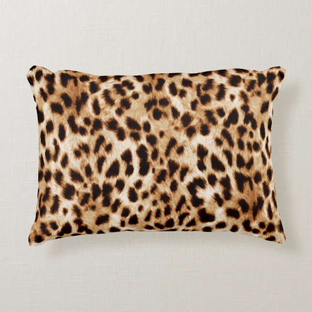 Leopard Skin, Authentic Wildlife Pattern. Decorative Cushion (Front)