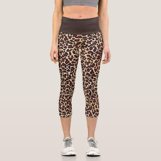 Leopard Skin Brown Cream Pattern - Capri Leggings