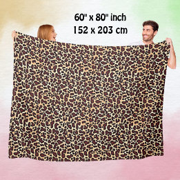 Leopard Skin Brown Cream Pattern -  Fleece Blanket