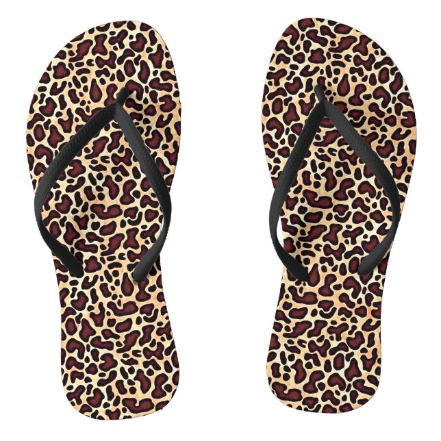 Leopard Skin Brown Cream Pattern -  Flip Flops (Footbed)
