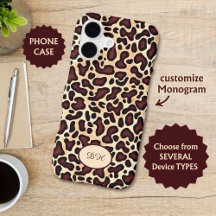 Leopard Skin Brown Cream Pattern Monogrammed -