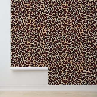 Leopard Skin Brown Cream Pattern - Wallpaper