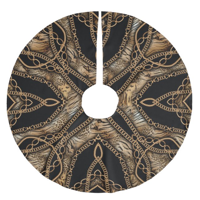 Leopard Skin & Chain Jewellery Brushed Polyester Tree Skirt (Front)