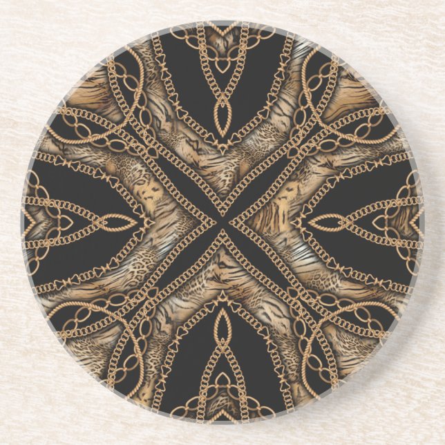 Leopard Skin & Chain Jewellery Coaster (Front)