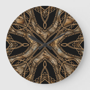 Leopard Skin & Chain Jewellery Large Clock