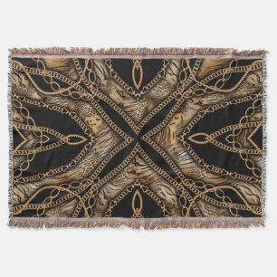 Leopard Skin & Chain Jewellery Throw Blanket