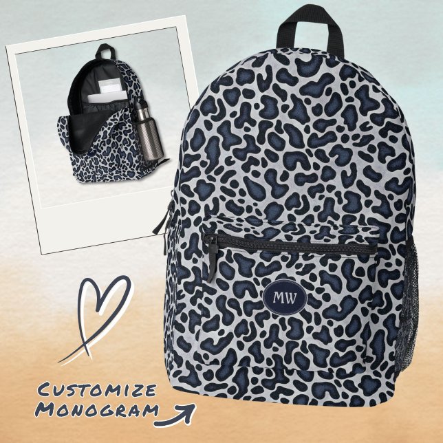Leopard Skin Denim Grey Blue Pattern -  Printed Ba Backpack (Creator Uploaded)