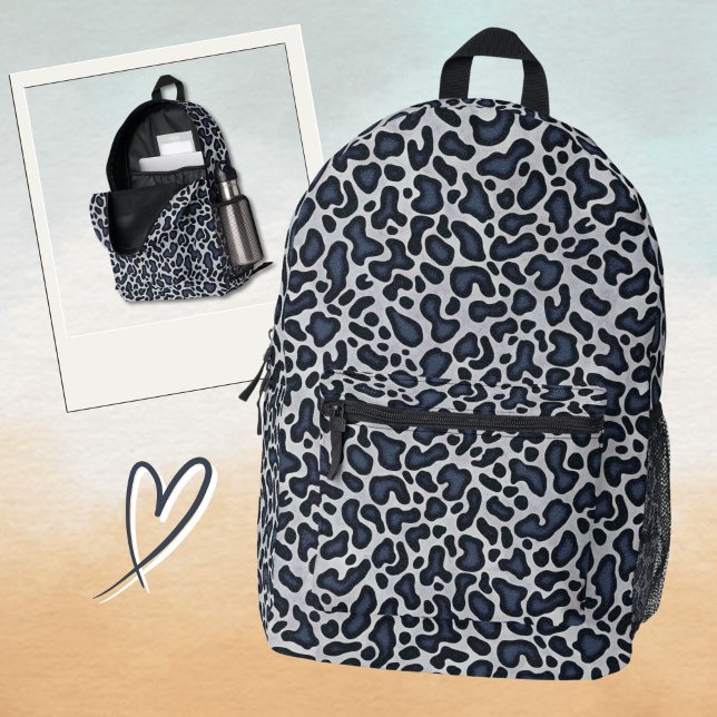 Leopard Skin Denim Grey Blue Pattern -  Printed Backpack (Creator Uploaded)