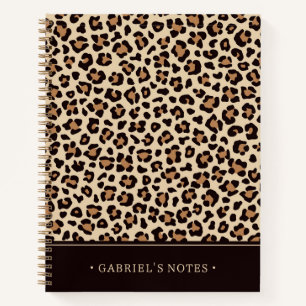 Leopard Skin Fur Pattern   Add Your Name Notebook