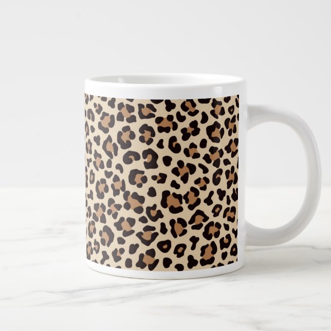 Leopard Skin Fur Pattern Large Coffee Mug (Right)