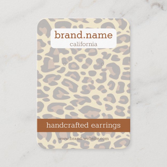 Leopard Skin Handmade Jewellery Studs Display Hold Business Card (Front)