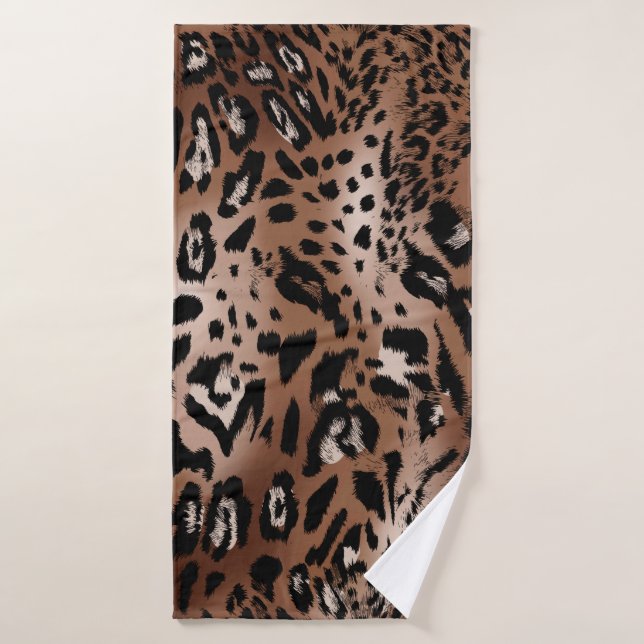 Leopard skin illustration seamless pattern fabric  bath towel (Bath Towel)